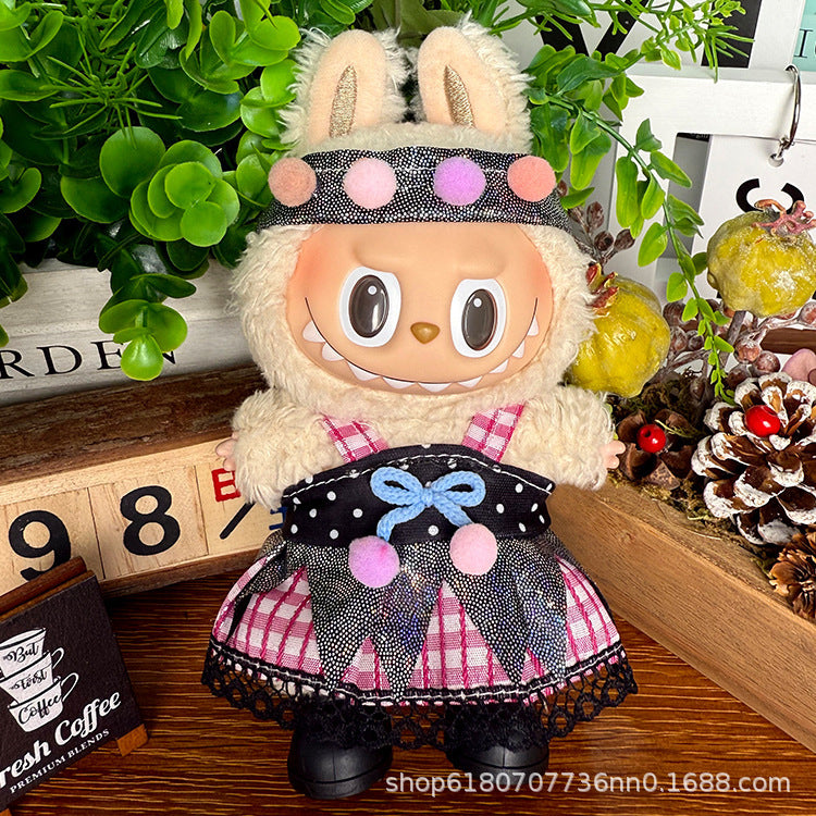 Suitable for Labubu Doll Clothes, Plush Vinyl Sitting Party First, Second and Third Generation Replacement Skirt Suit