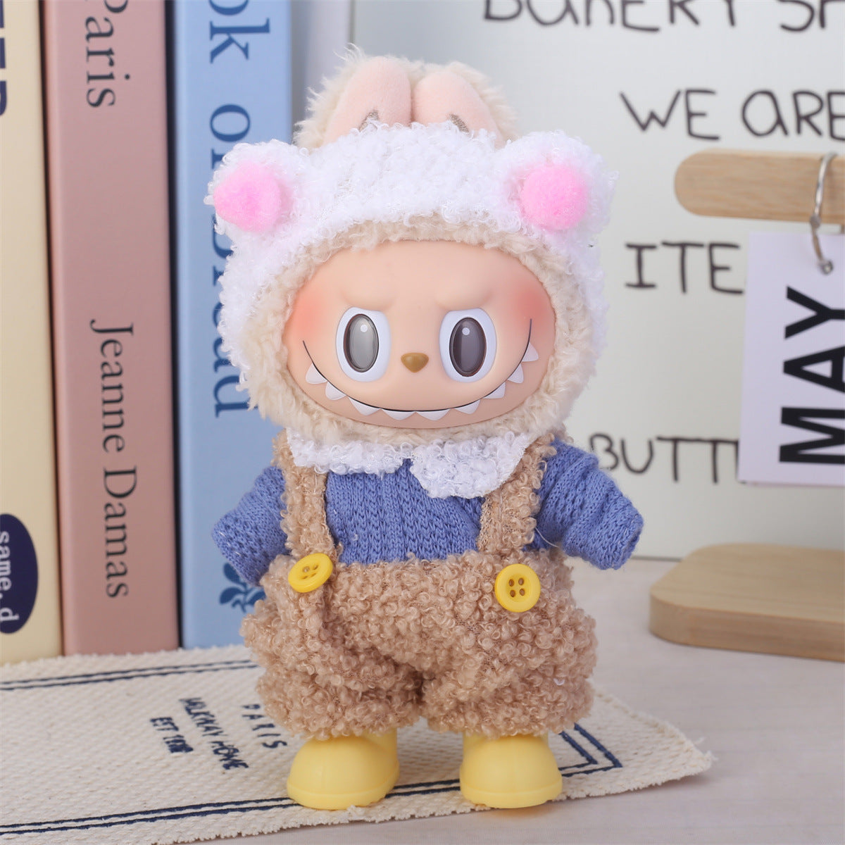17cm Labubu Second Generation Clothes Labubu Plush Doll Toy Dress Denim suit Skirt Doll Clothes