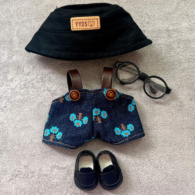 Labubu Doll Outfit - Denim Overalls & Hat Set for 1st-3rd Gen