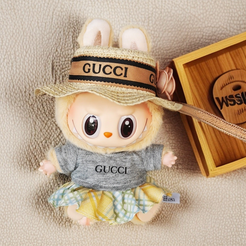 Labubu Blind Box Rags Clothes Chanel Strap Skirt T-shirt Printed T-suit Free Wear Clothes