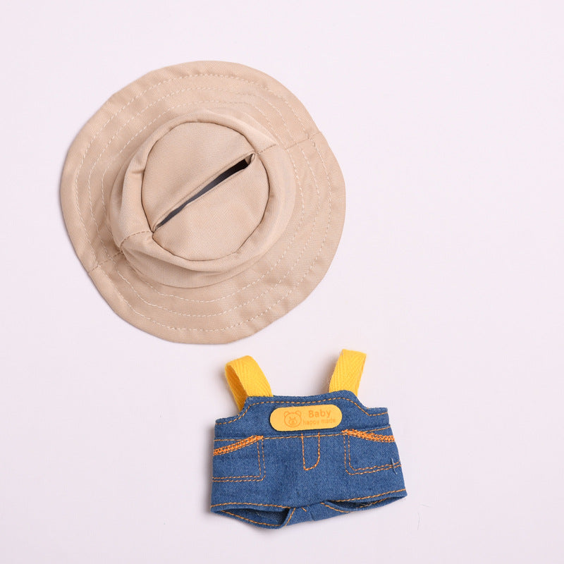 Labubu Denim Overalls Outfit for Doll - Piggy & Orange Styles