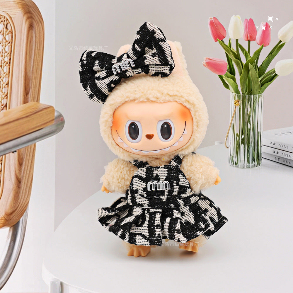 Labubu Doll Princess Dress Set with Bow - Mini Outfit for 10cm & 17cm Dolls