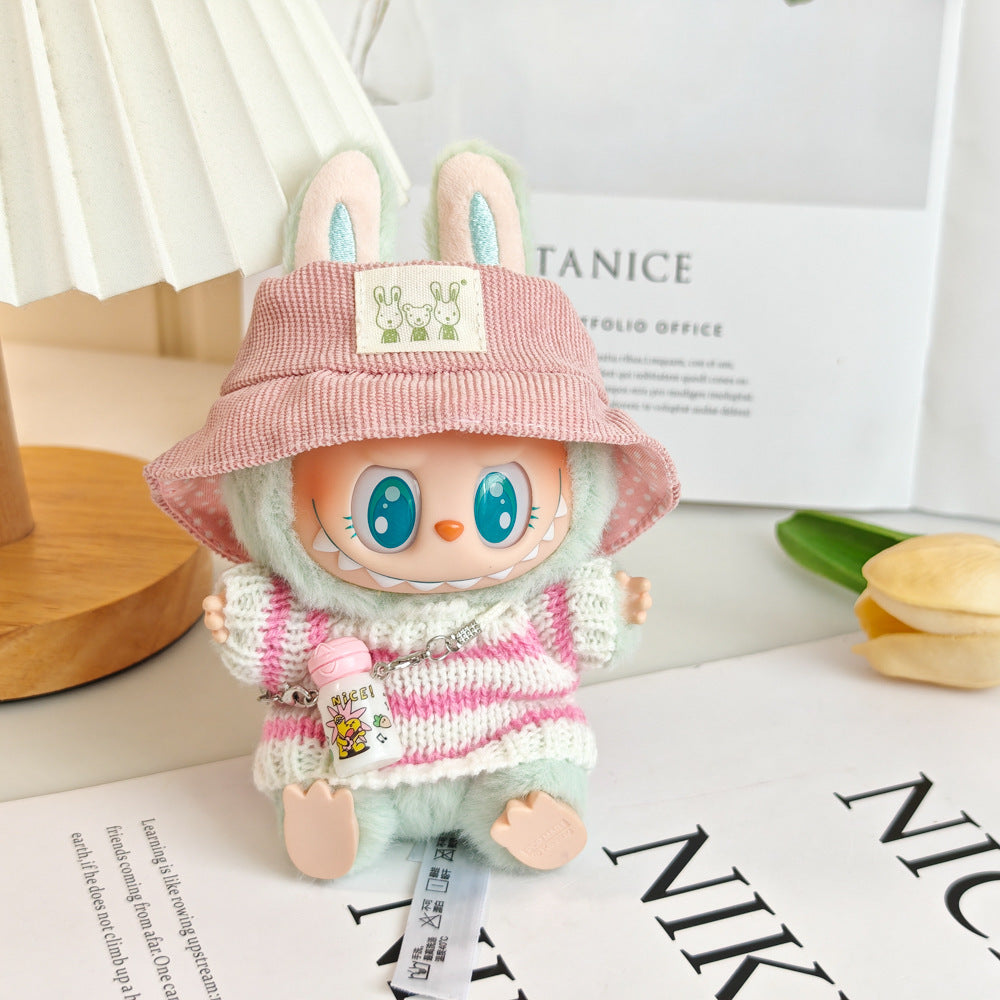 Clothing Only: First, Second, and Third Generation Blind Box Labubu Pendant Clothing, Sitting Labubu Party Doll Pink Sweater