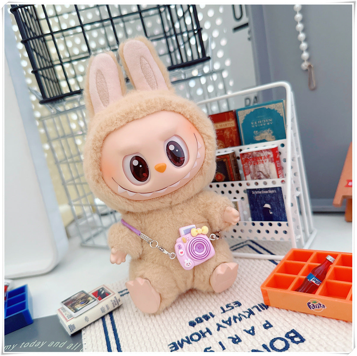Labubu Doll Clothes - Sweet Dog Travel Outfit & Camera Bags