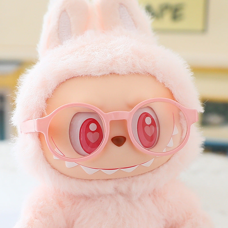 First, Second and Third Generation Labubu Glasses Sitting Party Labubu Vinyl Doll Clothes Accessories Leopard Print Black Frame Sunglasses