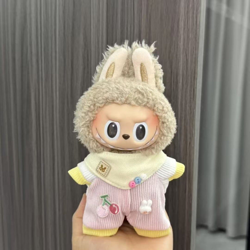 Rab cloth doll labubu17cm pendant one or two generations of vinyl plush doll suit accessories for clothes