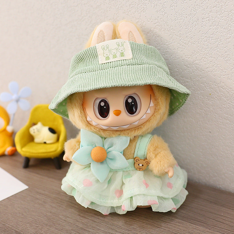 Generation II Blind Box Labubu Pendant Clothes Rab Cloth Sit Clothes Baby Clothes Pink Love Bear dress