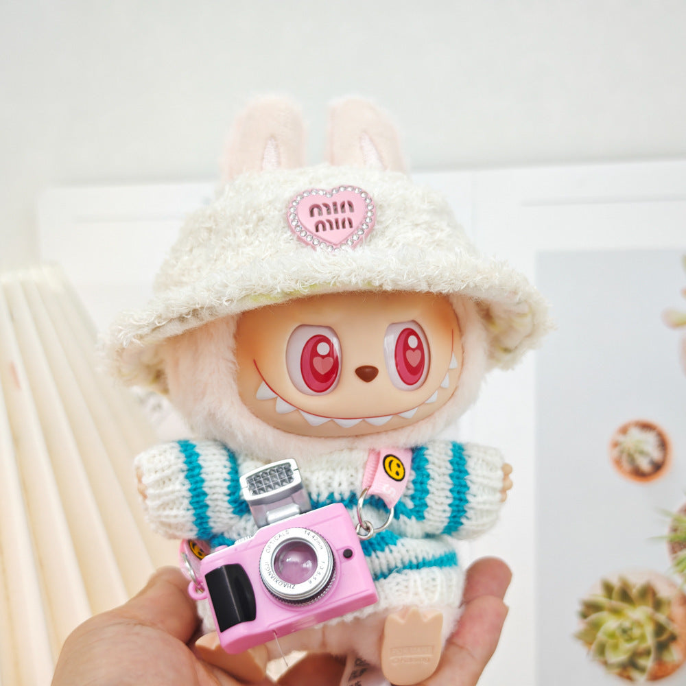 Clothing Only: First, Second, and Third Generation Blind Box Labubu Pendant Clothing, Sitting Labubu Party Doll Pink Sweater