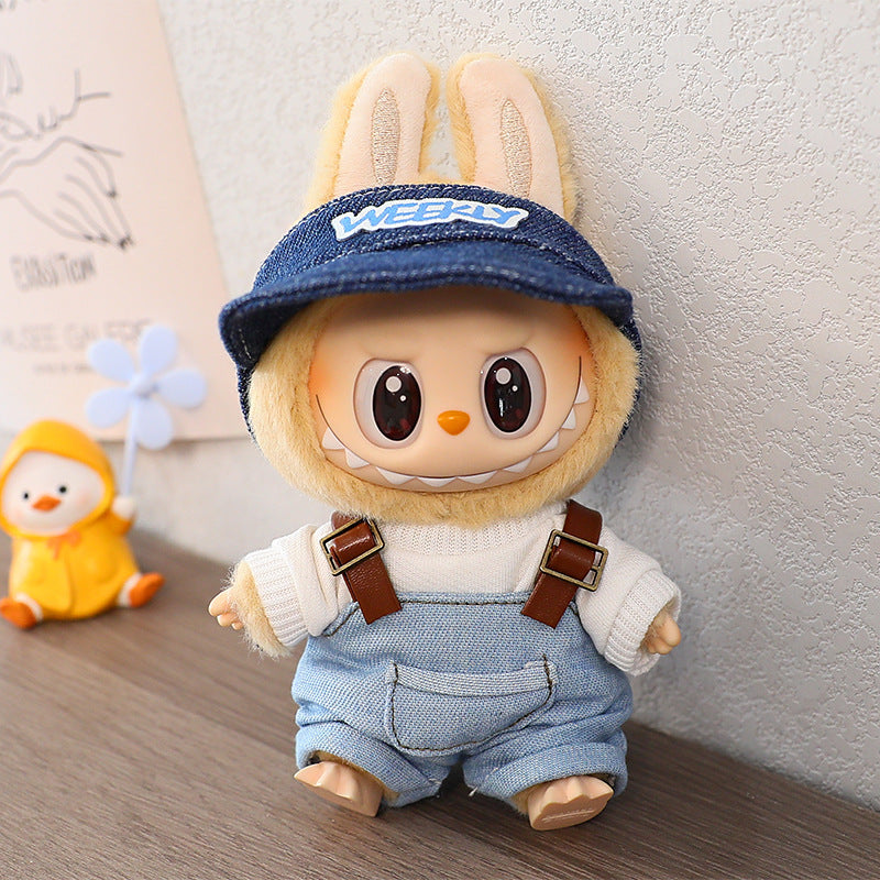 Rab cloth doll vinyl 17cm clothes doll labubu Macaron pendant clothing sweater strap pants hat shoes