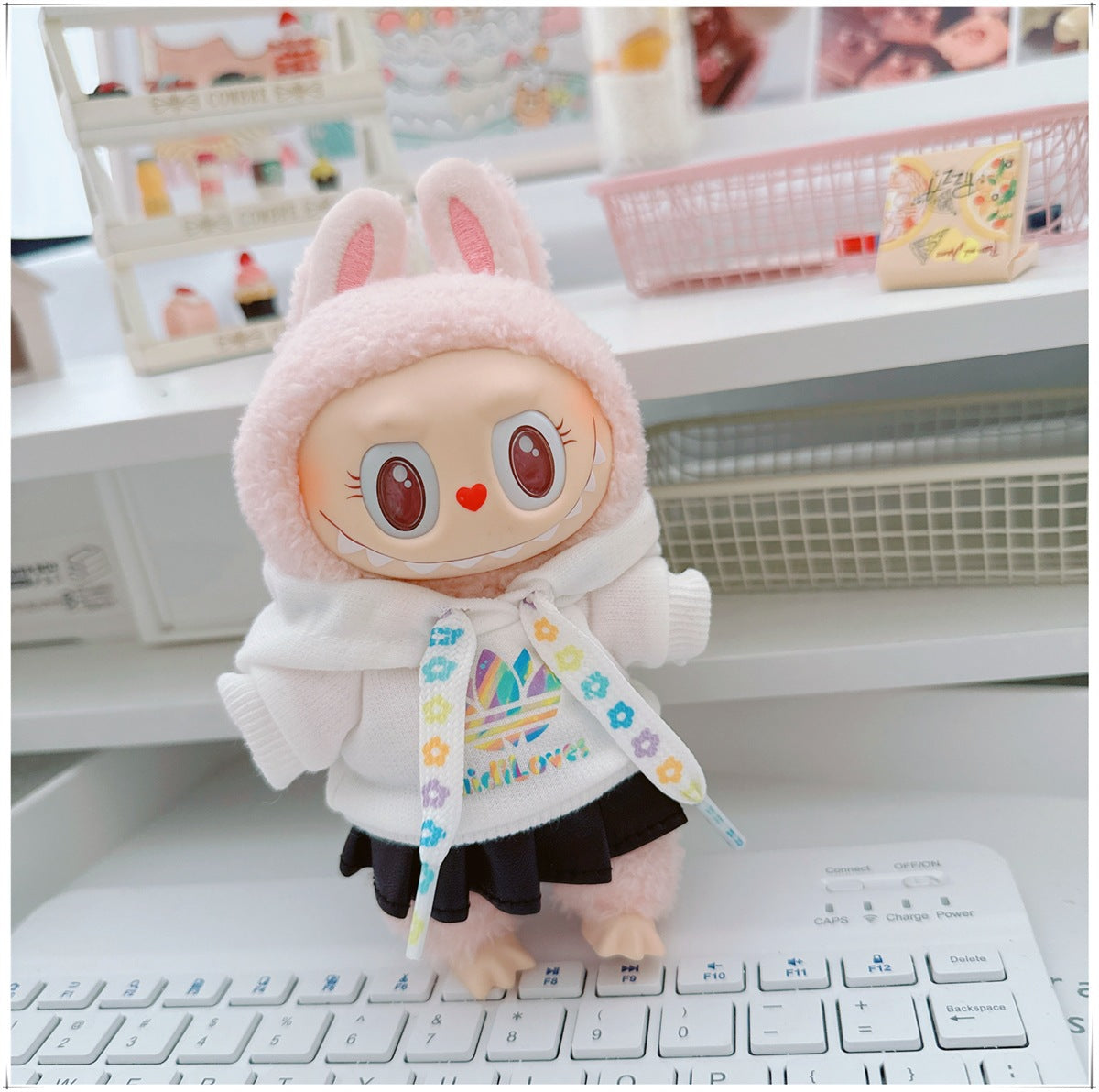 Labubu Doll Clothes - Trendy Hooded Sweatshirt & Pants for 10cm & 17cm Dolls