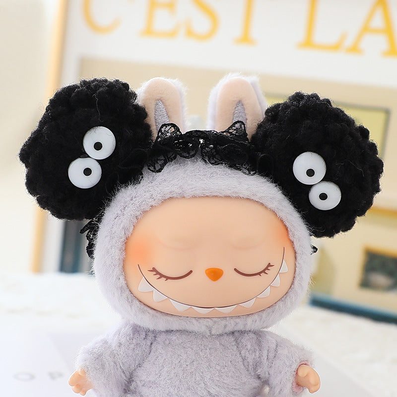 17cm labubu doll coat generation 2 labubu sitting party for leather jacket coat skirt hat shoes