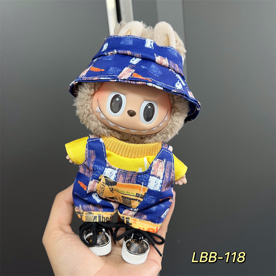 Labubu Wearable Baby Clothes Vinyl Labubu 17cm Doll Cute Dress-Up Casual Suit Skirt Plush Clothes