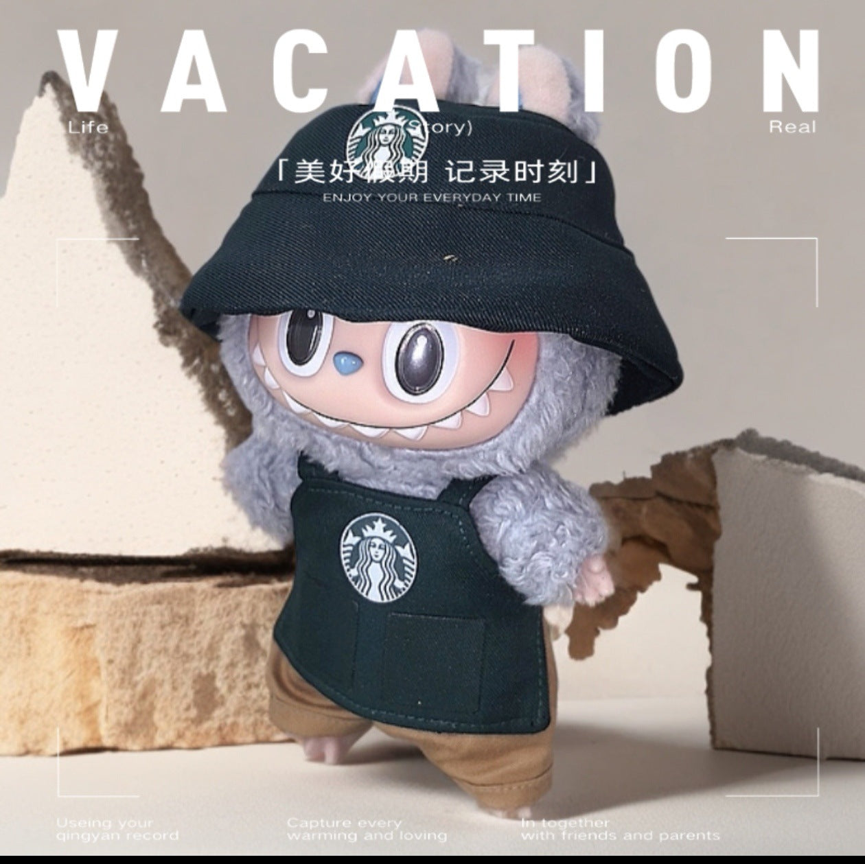 Labubu Doll Outfit - Star Bar Overalls Set with Accessories for 15-17cm Dolls