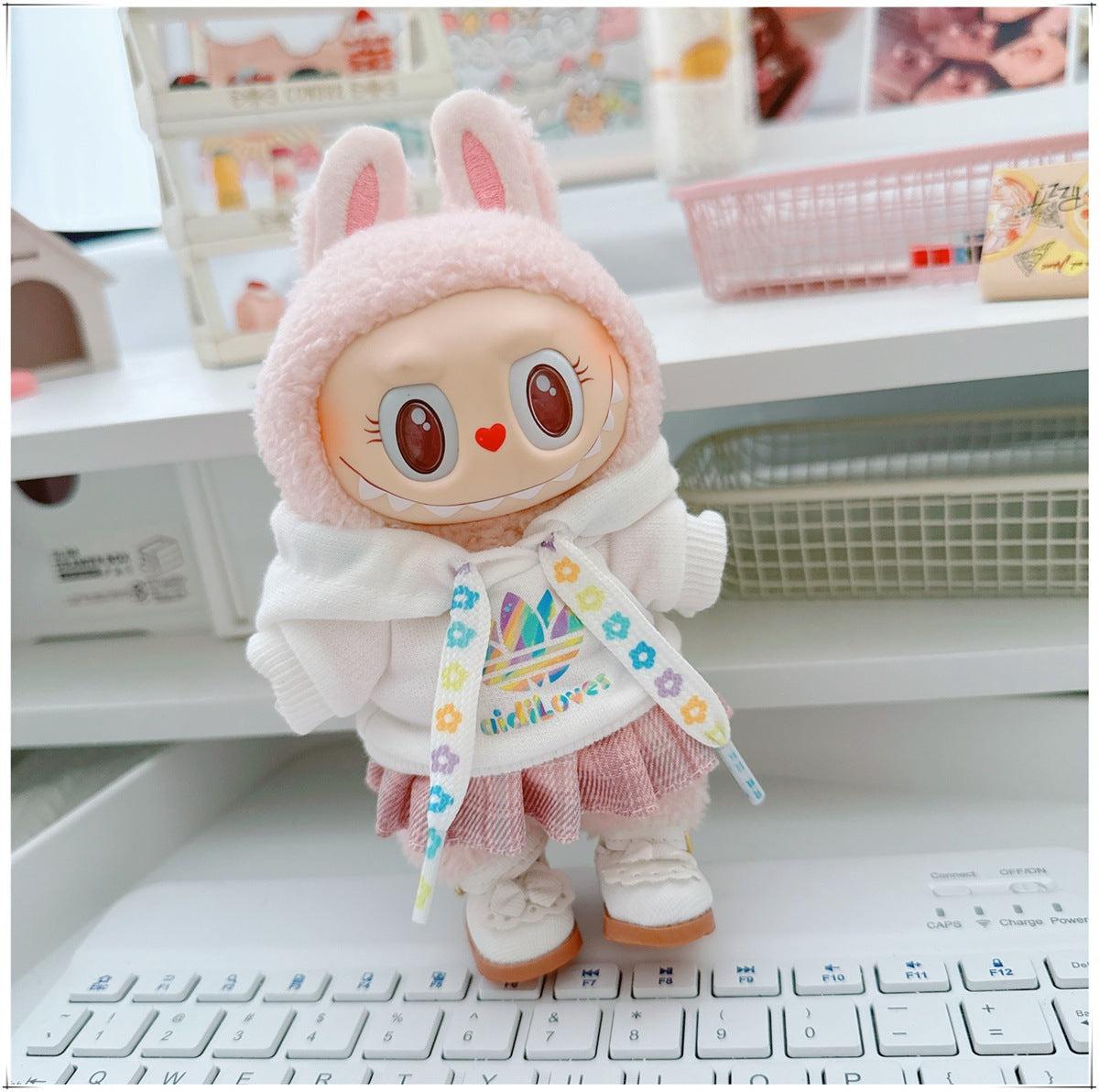 Labubu Doll Clothes - Trendy Hooded Sweatshirt & Pants for 10cm & 17cm Dolls