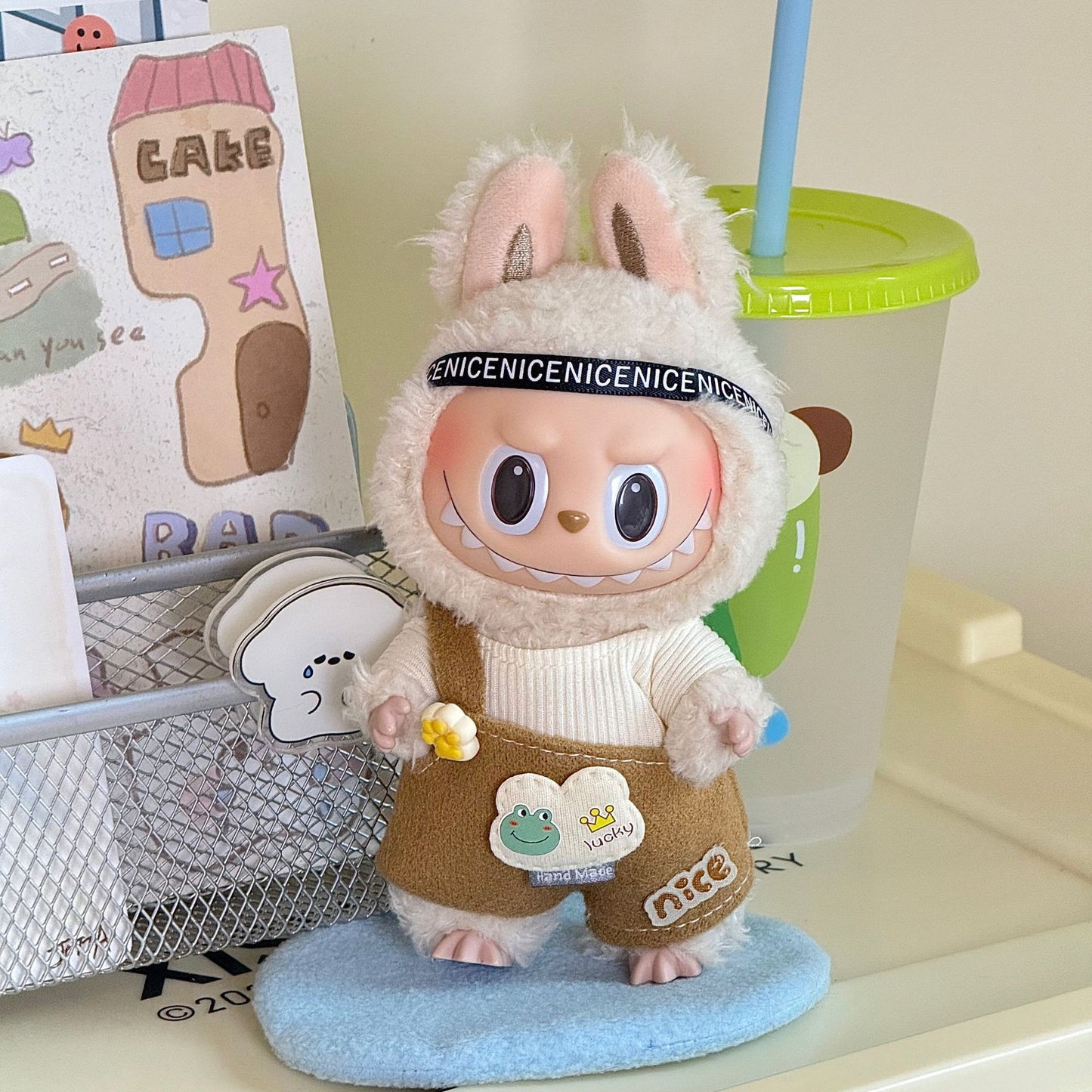 17cm Labubu Pendant Doll Vinyl Labubu Doll Can Wear suit for Plush Toy Clothes