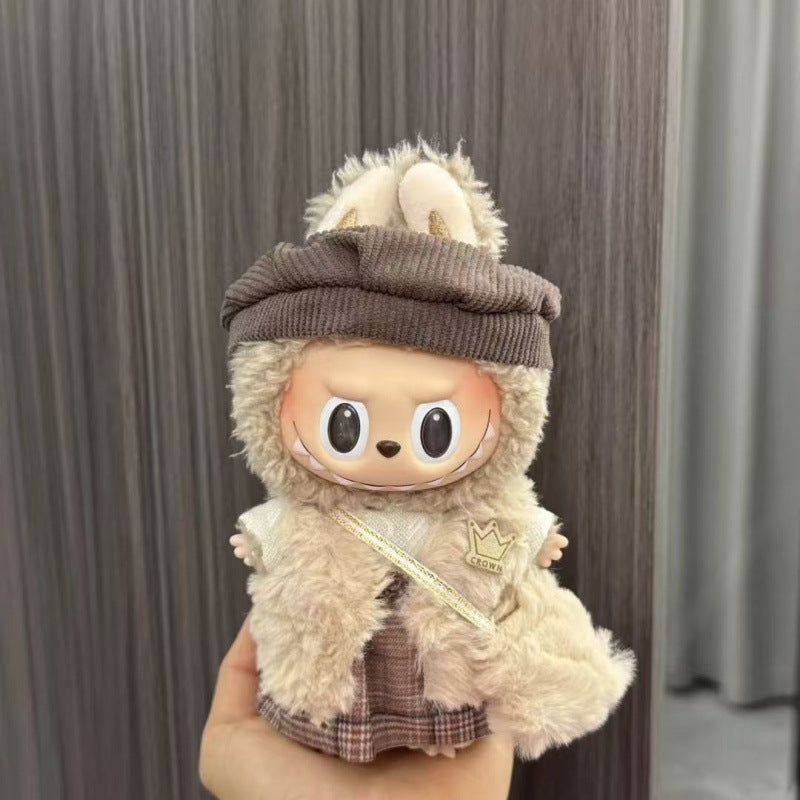 Rab cloth doll labubu17cm pendant one or two generations of vinyl plush doll suit accessories for clothes