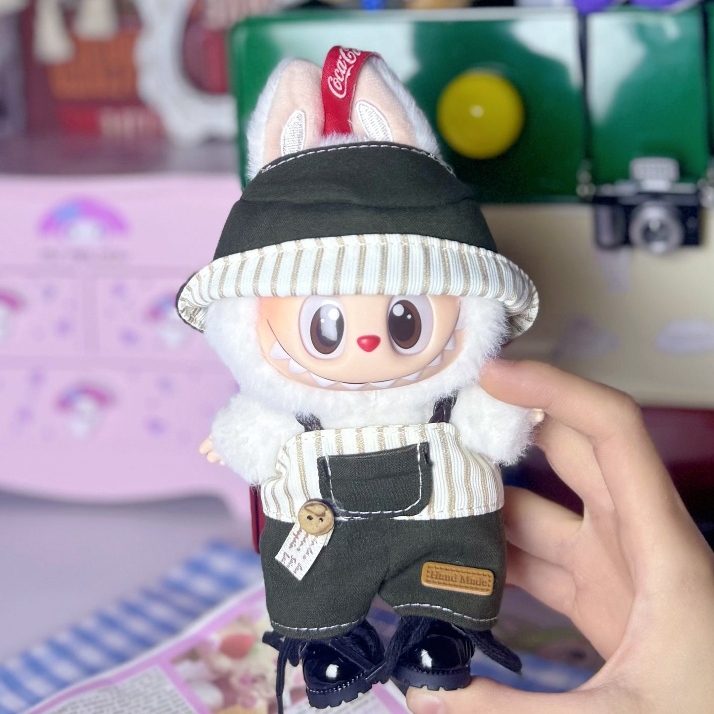 Labubu Baby Clothes First and Second Generation Rubber Blind Box Pendant Universal Wear Labubu Clothes Bottle Bib Pants Set Cute