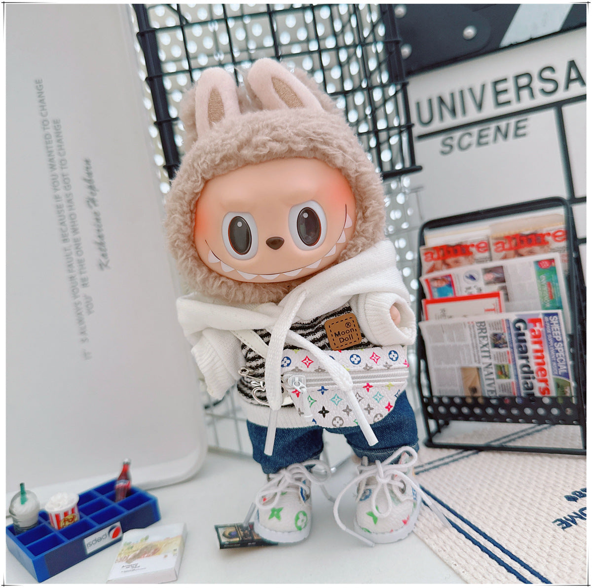 Labubu Doll Outfit - Striped Sweater & Hat Set for 17cm Labubu