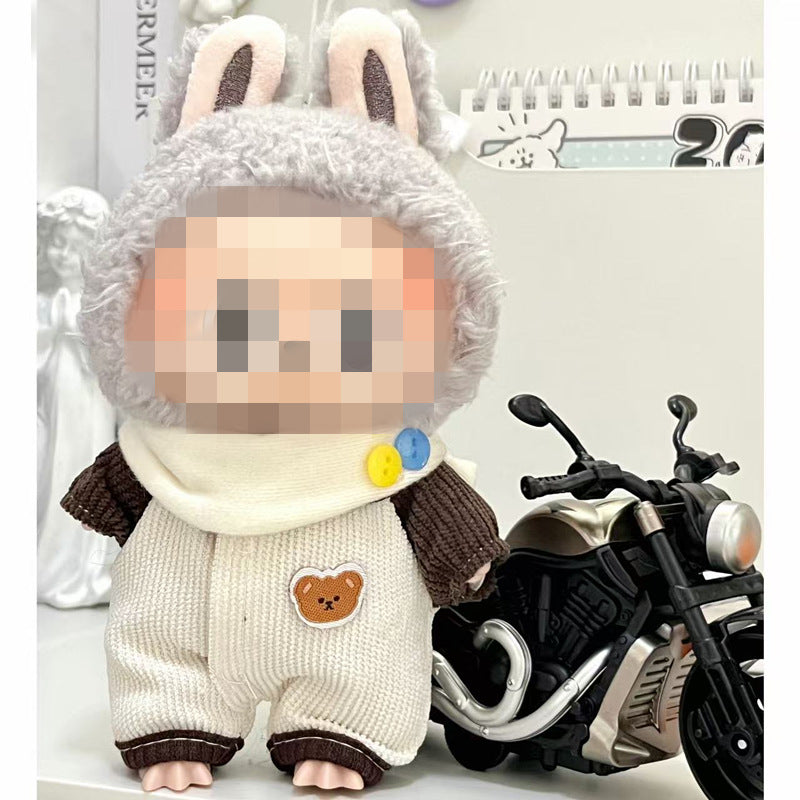 Labubu Doll Outfit - 17cm Baby Clothes Set with Bear Ear Hat