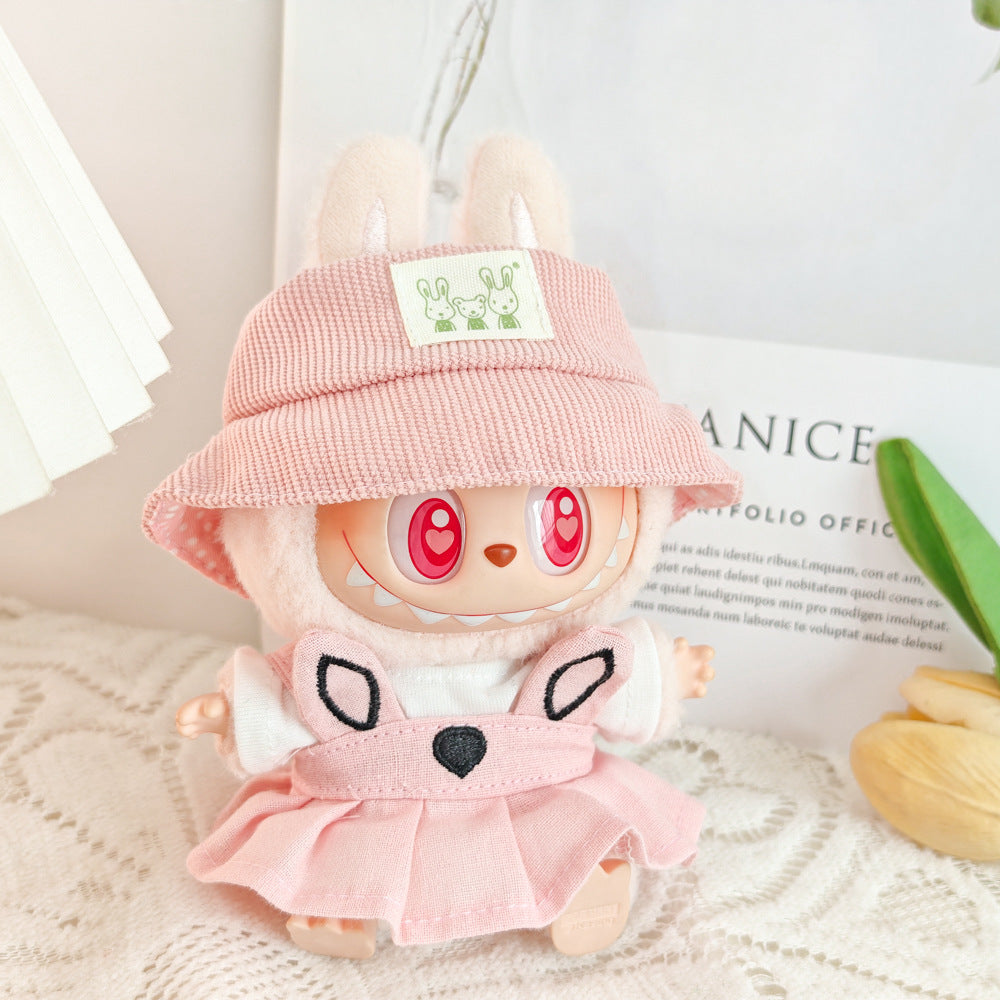 Labubu Doll Spring Outfit Set with Straw Hat & Accessories for 17cm Vinyl Doll