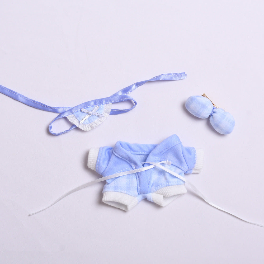 Labubu Doll Pajama Set for 2nd Gen Sitting Stretch Cloth Pendant - Blue & Pink