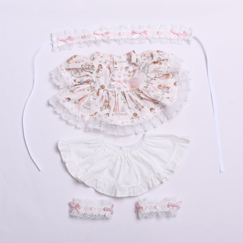 Labubu Doll Lolita Outfit for 38cm Vinyl Doll - Black, Pink, Blue