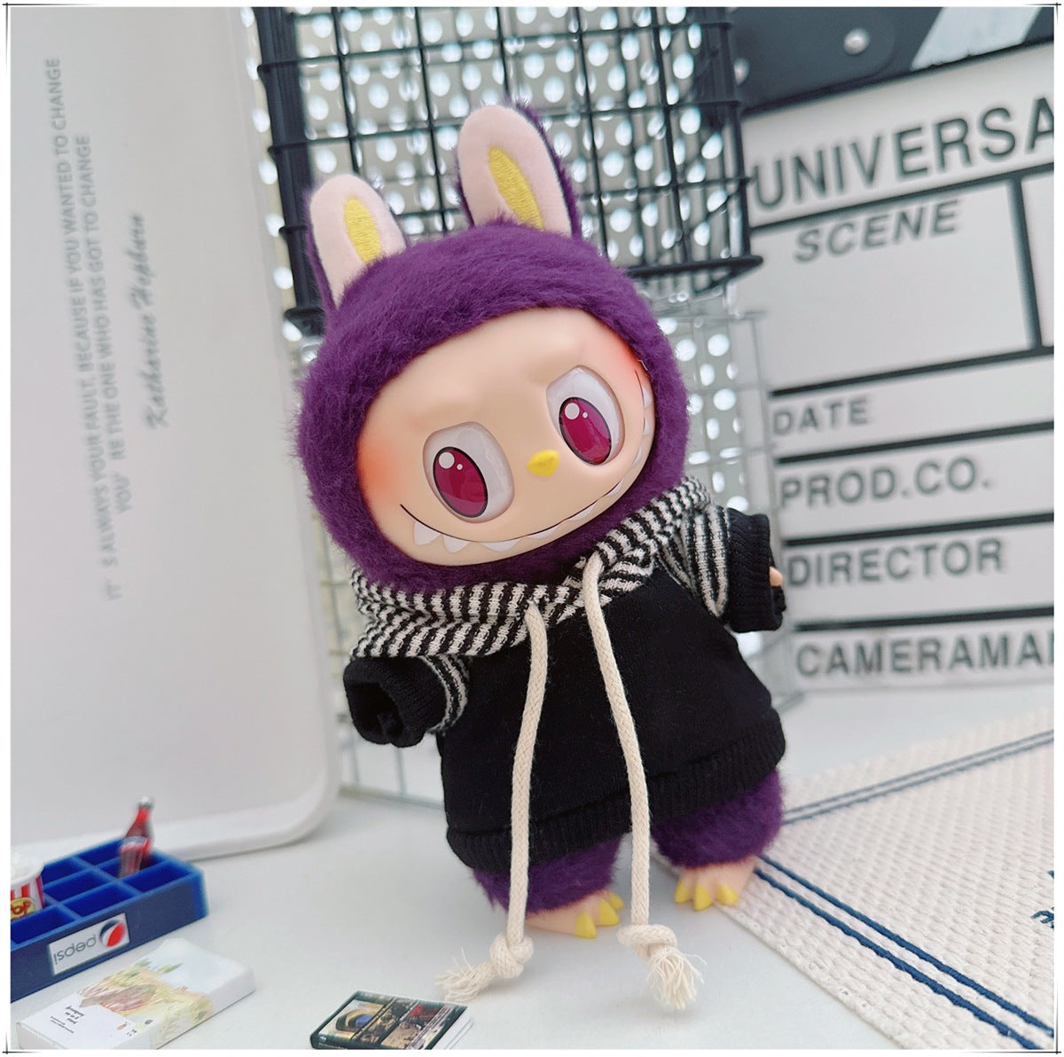 Labubu Doll Outfit - Striped Sweater & Hat Set for 17cm Labubu