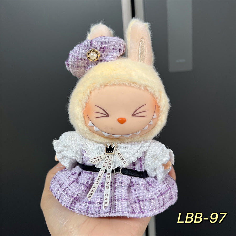 Labubu Doll Vinyl Rab 17cm Doll Cute Dress Casual suit Skirt Plush Toy Clothes