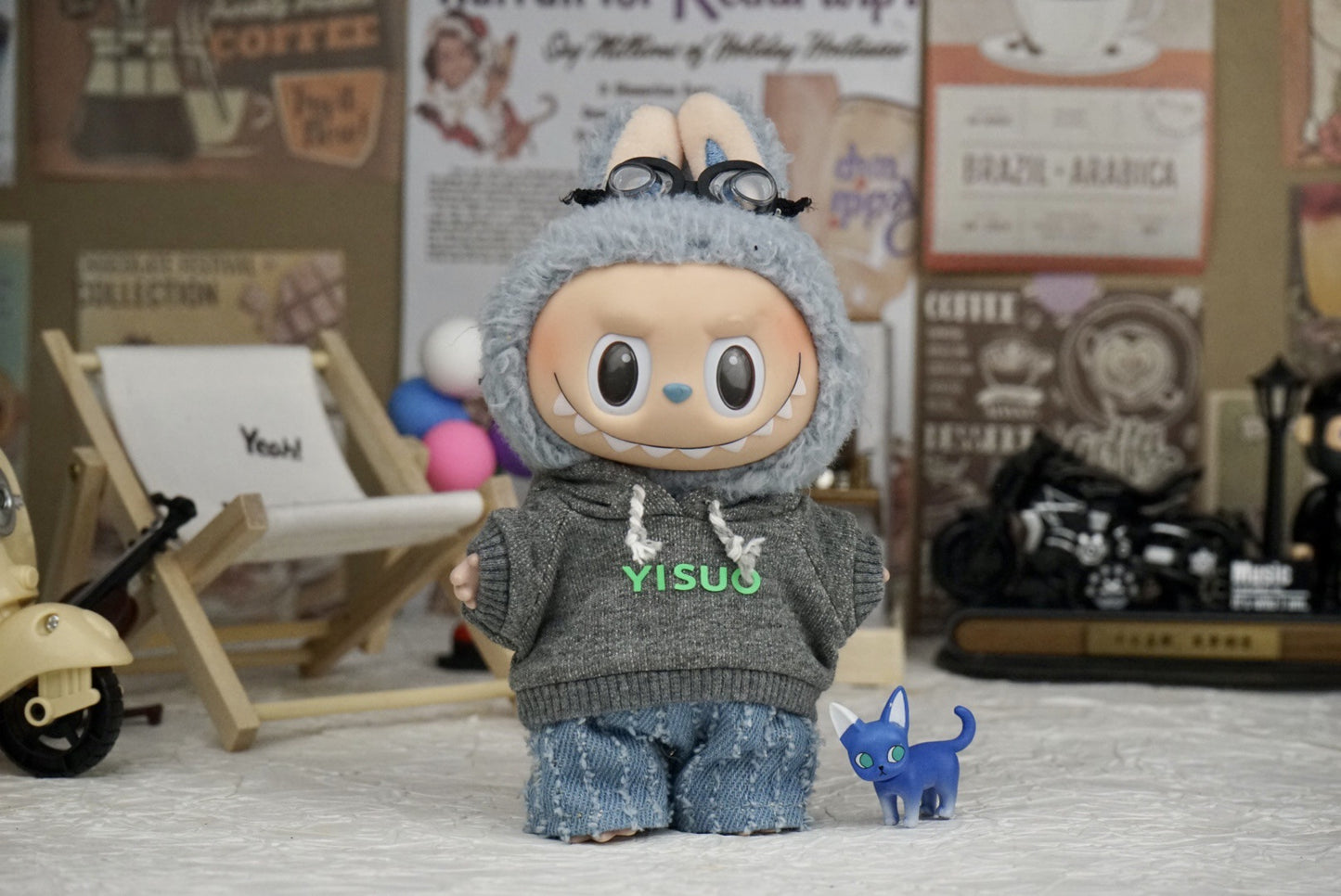 17cm Labubu Doll Hooded Vest Outfit - DIY Matching Clothes