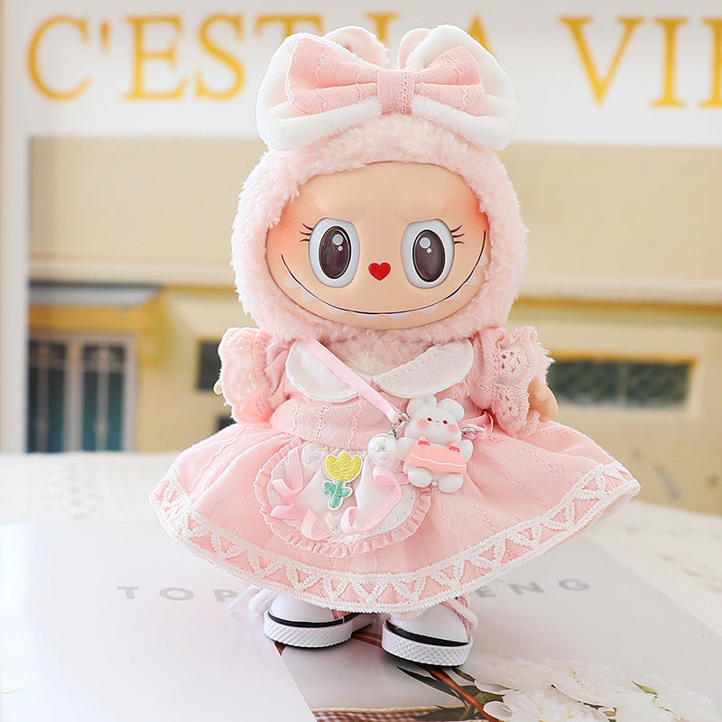 Labubu Doll Powder Skirt Sitting Party Labubu One or Two Generation Vinyl Blind Box Replacement Clothes Suspender Pants Hat Shoes