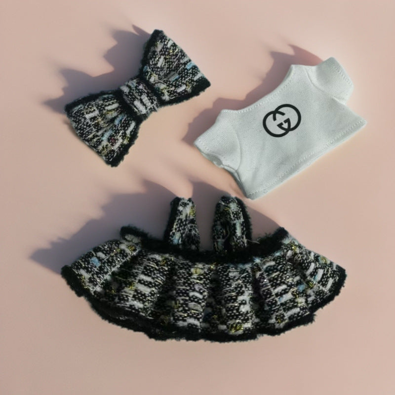 Labubu Blind Box Rags Clothes Chanel Strap Skirt T-shirt Printed T-suit Free Wear Clothes