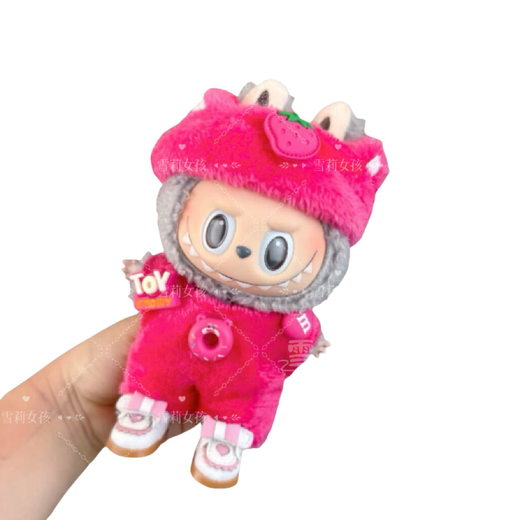 Labubu Doll Outfit - 17cm Baby Clothes with Straw Hat & Sling Dress