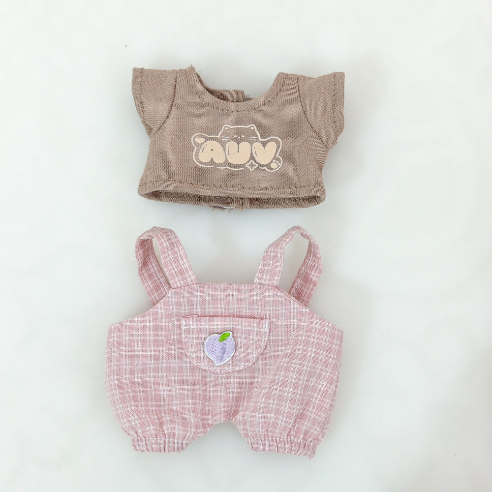 Labubu Doll Summer Outfit Set with Straw Hat & Canvas Shoes
