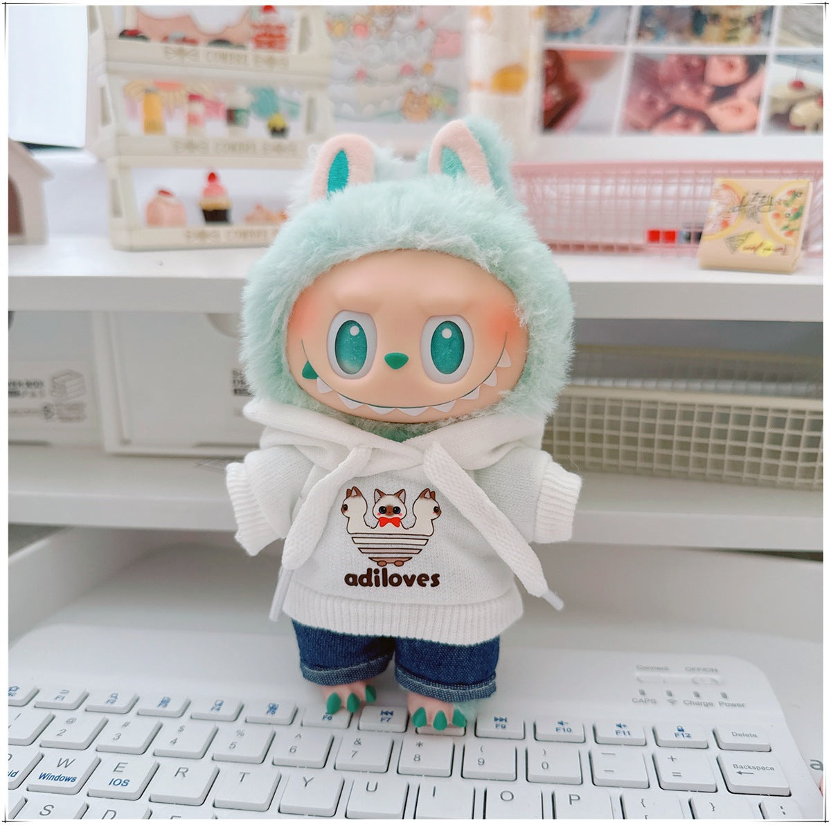 Labubu Doll Clothes - Trendy Hooded Sweatshirt & Pants for 10cm & 17cm Dolls