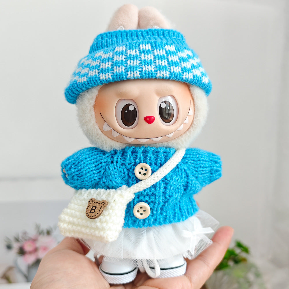Labubu Doll Outfit - 17cm Sweater, Skirt & Accessories Set
