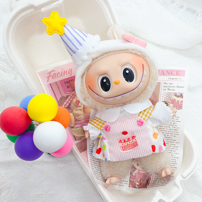 17cm Labubu Doll Clothes Set with Hat, Top, Skirt & Bag