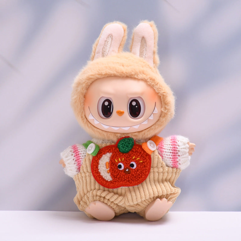 Labubu Doll Overalls Outfit - Persimmon, Fox, Apple, Biscuit Colors