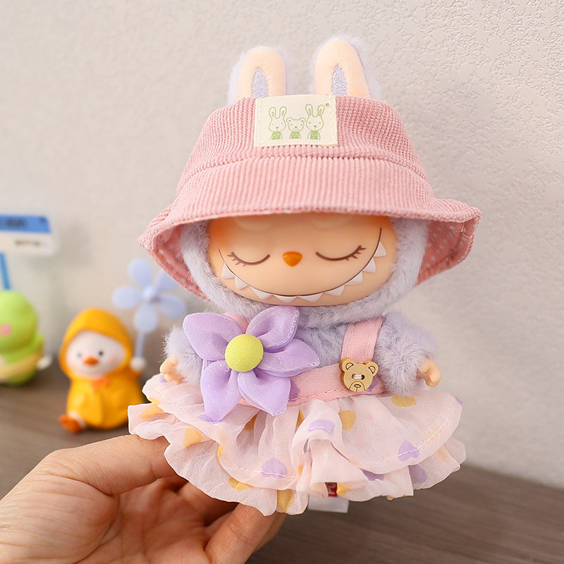 Generation II Blind Box Labubu Pendant Clothes Rab Cloth Sit Clothes Baby Clothes Pink Love Bear dress