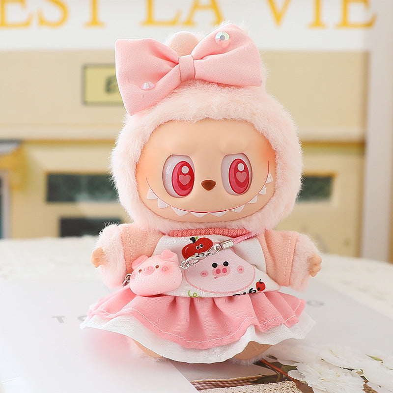 Labubu Doll Powder Skirt Sitting Party Labubu One or Two Generation Vinyl Blind Box Replacement Clothes Suspender Pants Hat Shoes