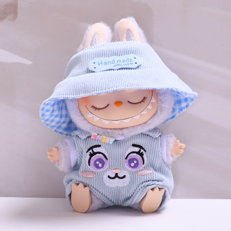 Labubu Doll Overalls Set for 2nd Gen Pendant - Blue Bear, Purple Xiaoxin, Fat Left