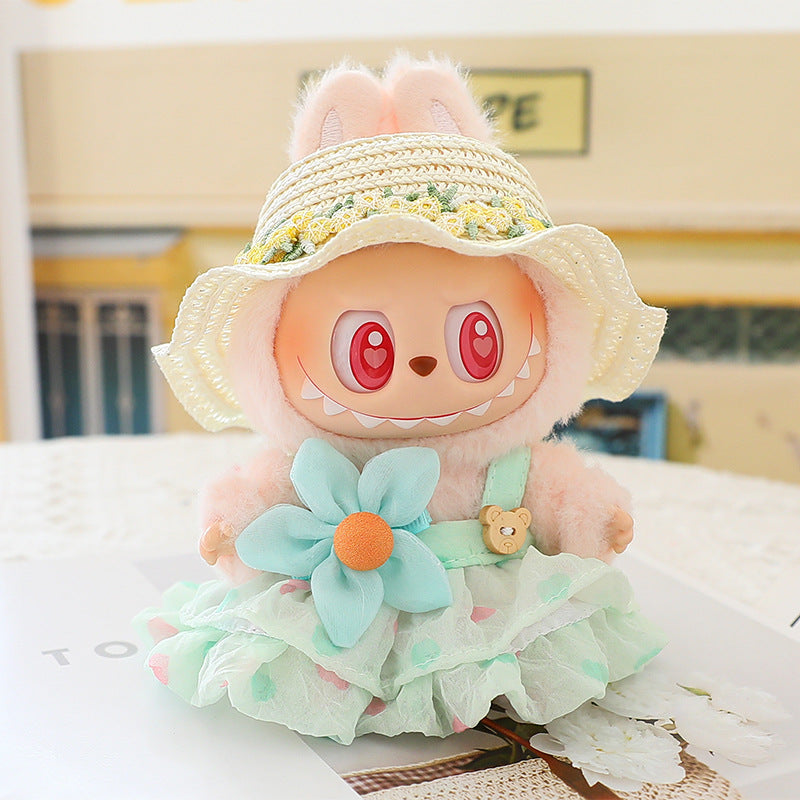Generation II Blind Box Labubu Pendant Clothes Rab Cloth Sit Clothes Baby Clothes Pink Love Bear dress