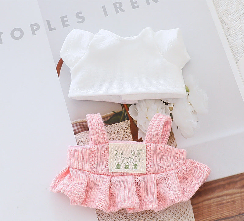 Generation II Blind Box Labubu Hanging Clothes Rab Cloth Sit Party Clothes Doll Summer Straw Hat Skirt