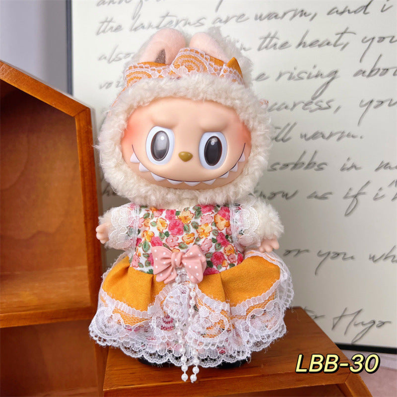 New 17cm Labubu Pendant with Replacement Baby Clothes High Quality Labubu Blind Box Pendant Baby Clothes Decoration Set