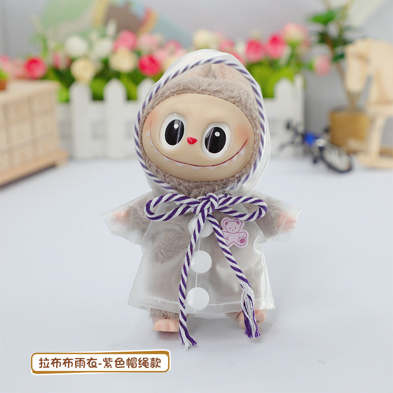 Labubu Baby Raincoat Dress-Up Doll Waterproof Transparent Hooded Jacket Clothes Labubu Pendant Baby Clothes