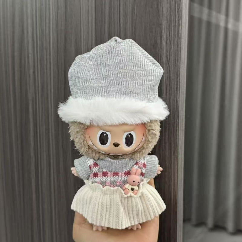 Rab cloth doll labubu17cm pendant one or two generations of vinyl plush doll suit accessories for clothes