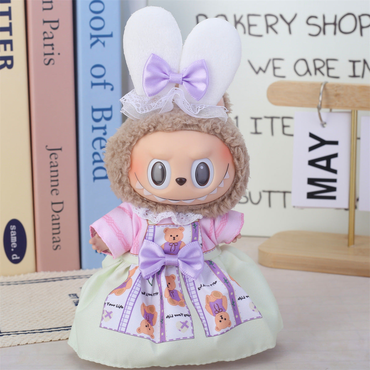 17cm Labubu Second Generation Clothes Labubu Plush Doll Toy Dress Denim suit Skirt Doll Clothes