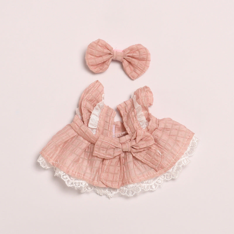 Labubu Doll Dress Outfit for 38cm Vinyl Doll - Princess Lace Skirt & Shoulder Bag