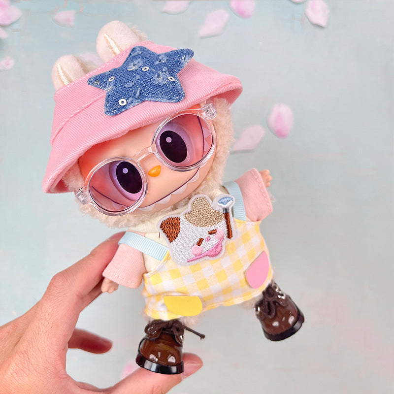 17cm Labubu Doll Clothes Set with Hat, Top, Skirt & Bag