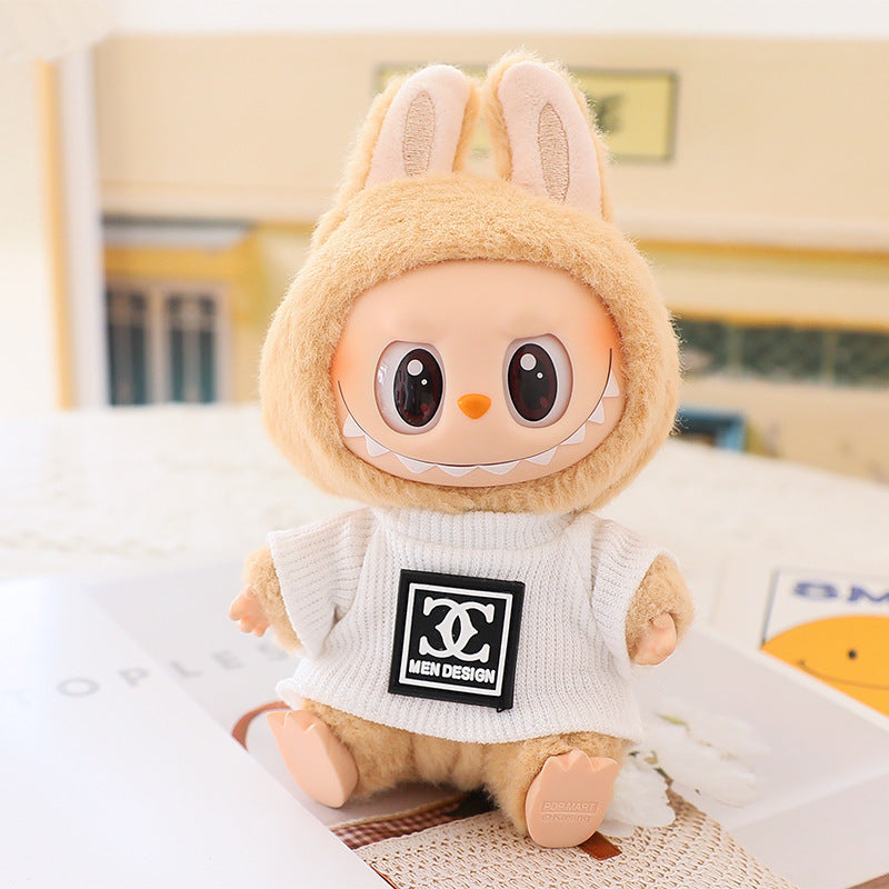 17cm labubu doll coat generation 2 labubu sitting party for leather jacket coat skirt hat shoes
