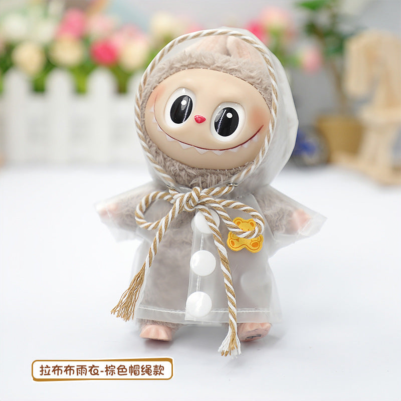 Labubu Baby Raincoat Dress-Up Doll Waterproof Transparent Hooded Jacket Clothes Labubu Pendant Baby Clothes